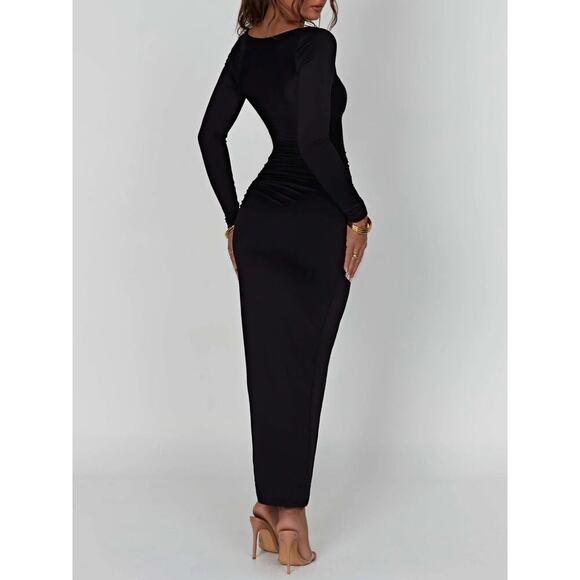 NWT Babyboo Black Raye Longsleeve Maxi Dress Size Small - Picture 2 of 7